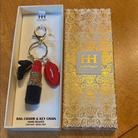 Haute Hippie Accessories - Haute Hippie beaded lipstick heel & lips bag charm